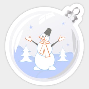 Happy snowman in glass Christmas bauble Sticker